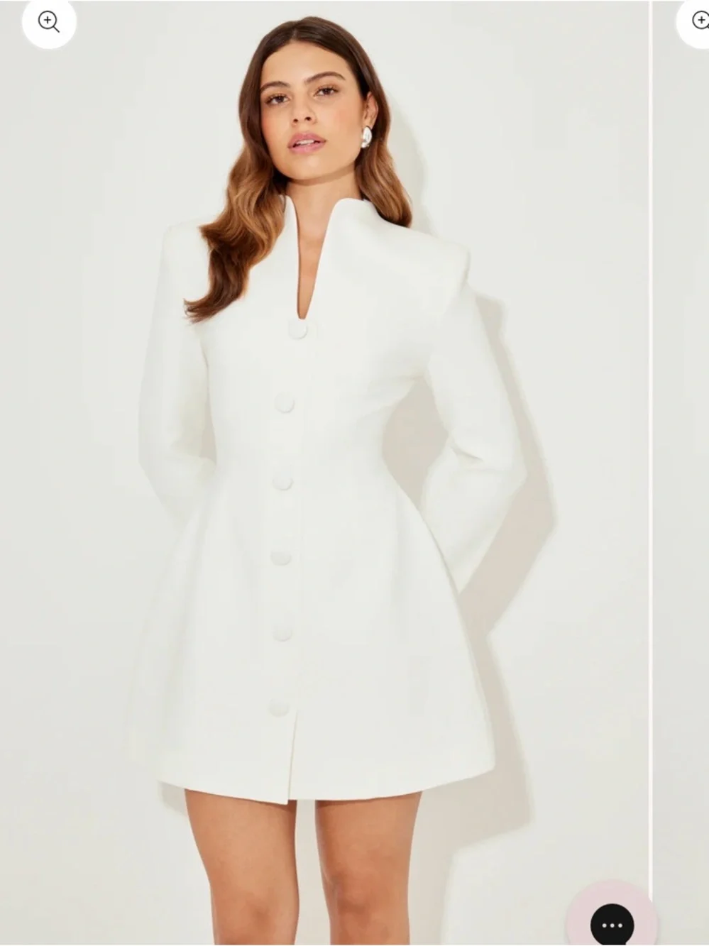 Structured White Button-Front Mini Dress - Picture 5 of 5